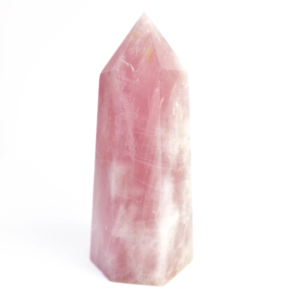 1157g/Rose Quartz Hexagonal Point Wand Tower/クリスタル・水晶・六角柱タワ 3枚目の画像