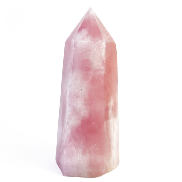 1157g/Rose Quartz Hexagonal Point Wand Tower/クリスタル・水晶・六角柱タワ 4枚目の画像