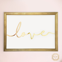 【送料無料】LOVE タイポグラフィー(文字-横タイプ)/メタリック ゴールド 箔プリント/ウォールアート 2枚目の画像
