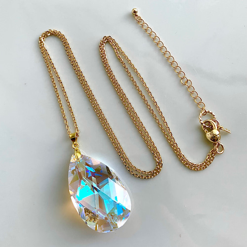 オーダー受注☆スワロフスキー☆38mmドロップのネックレス☆クリスタル