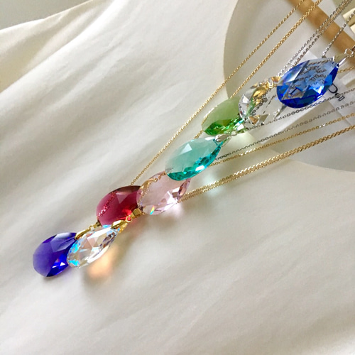 スワロフスキー☆ネックレスチェーンの長さ☆37cm-70cm見本 ネックレス