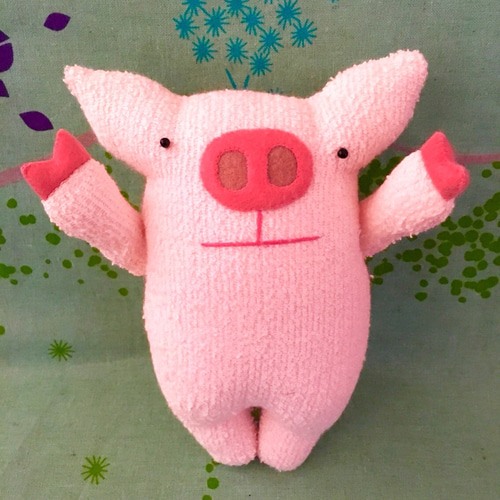 オーダー製作 ☆のほほん シリーズ☆ブタさんの縫いぐるみ オーダー製作 ☆のほほん シリーズ☆ブタさんの縫いぐるみ