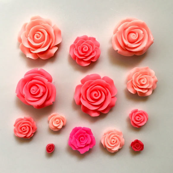 ★SALE★高品質☆樹脂の薔薇のセット☆ピンク系 2枚目の画像