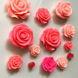★SALE★高品質☆樹脂の薔薇のセット☆ピンク系 3枚目の画像
