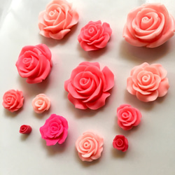 ★SALE★高品質☆樹脂の薔薇のセット☆ピンク系 4枚目の画像