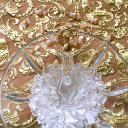 PARFUM No.7☆クリスタルの香水瓶のネックレス☆クラック水晶シャンパンオーラ・クラック水晶ロンデル・水晶 4枚目の画像