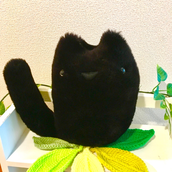 オーダー製作 ☆ふわもこシンプルデカイ縫いぐるみ☆ぬぼ〜っとした黒猫さん☆高品質ファー 2枚目の画像