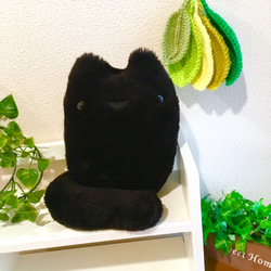 オーダー製作 ☆ふわもこシンプルデカイ縫いぐるみ☆ぬぼ〜っとした黒猫さん☆高品質ファー 3枚目の画像
