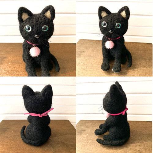 オーダー製作 ☆羊毛の猫さんの縫いぐるみ☆黒猫・ハチワレ猫