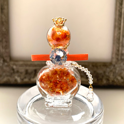 かすみ草とスワロフスキーの香水瓶の置物☆キャメルオレンジ 4枚目の画像