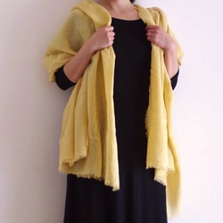 <按訂單生產>植物染色大幅亞麻羊毛攤<秋葉 - 金花> 第3張的照片