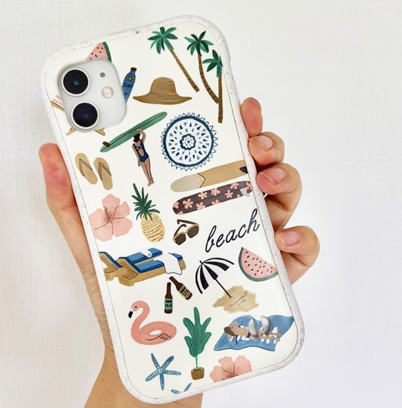 【耐衝撃グリップケース】名入れ♪Beach Collection ビーチコレクション  iPhone  スマホケース 4枚目の画像