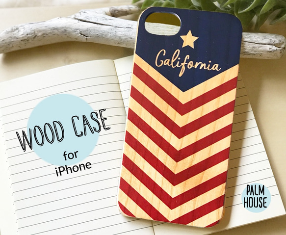 天然木♡名入れ！ LOVE USA ★iPhone★ アメリカ 星条旗 WOOD スマホケース 2枚目の画像