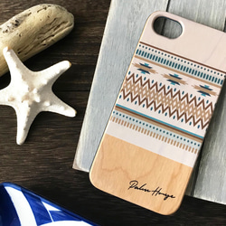 天然木♡名入れ！BOHEMIAN WHITE♪ WOOD iPhone ボヘミアン ウッド スマホケース 1枚目の画像