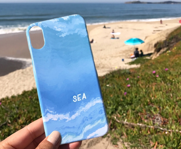 名入れ♪THE OCEAN ★iPhone&Android★ オーシャン スマホケース BLUE 1枚目の画像