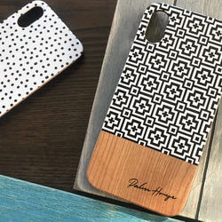 天然木♡名入れ！MOSAIC♪ WOOD iPhone モザイク柄 スマホケース 2枚目の画像