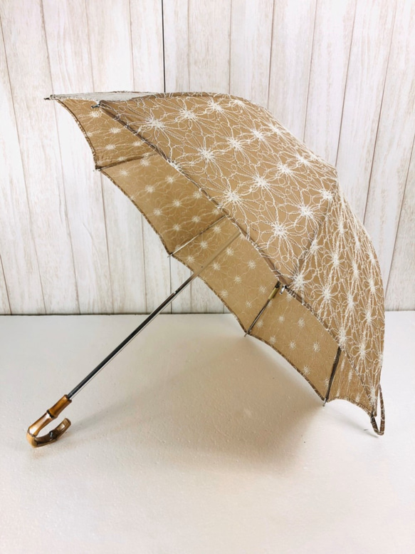 〔花柄刺繡＊ｺｯﾄﾝ＊ﾊﾞﾝﾌﾞｰ＊ｱｰｽｶﾗｰ〕HiraTen　parasol＊日傘 1枚目の画像