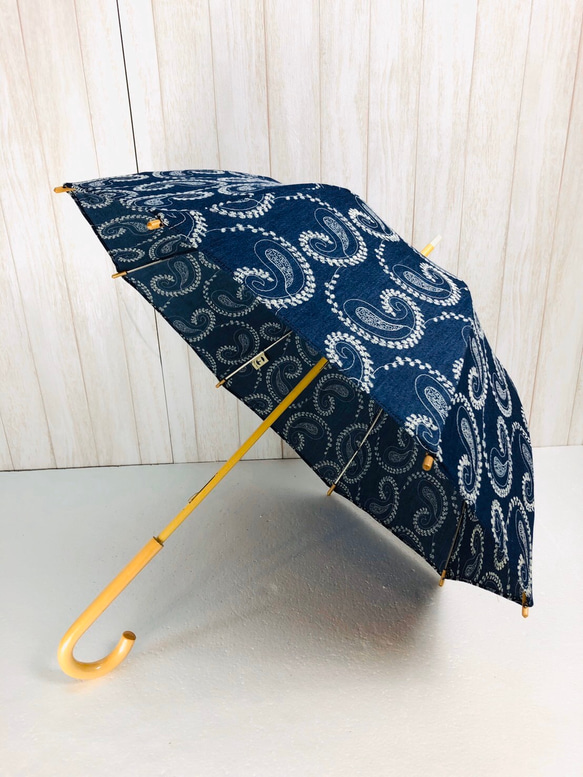 〔ﾃﾞﾆﾑ＊ﾍﾟｲｽﾞﾘｰ＊手元木製＊撥水加工済〕HiraTen　parasol＊日傘 1枚目の画像