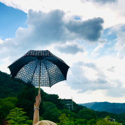 【✳︎刺繡＊ｺｯﾄﾝ＊撥水加工済✳︎バンブー】HiraTen　parasol＊ 2枚目の画像