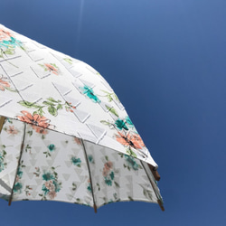 〔花柄ﾌﾟﾘﾝﾄ＊ｺｯﾄﾝ＊手元ﾊﾞﾝﾌﾞｰ＊UV加工＊撥水加工済〕HiraTen　parasol＊日傘 9枚目の画像
