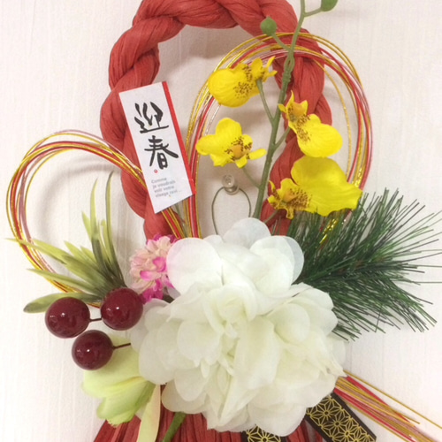 ◇迎春◇お正月しめ縄飾り 和モダンp7【タッセル型・レッド】 しめ縄