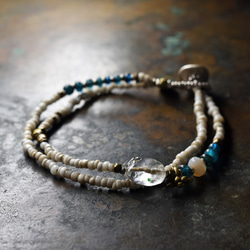 古代施釉水晶と古代瑪瑙、エメラルド＆インディゴブルーアンティーク