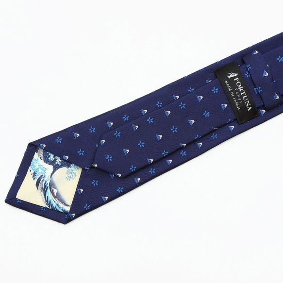 西陣絲綢 100% 領帶 18.HOKUSAI 深藍色 /4562356771752 第6張的照片