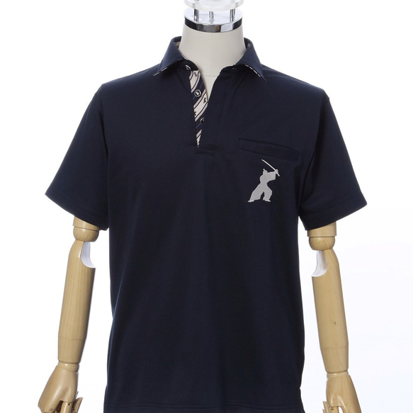 2016SS 16. Samurai Samurai 圖案 Polo 衫 短袖（海軍藍） L 碼 / 4562335771059 第4張的照片