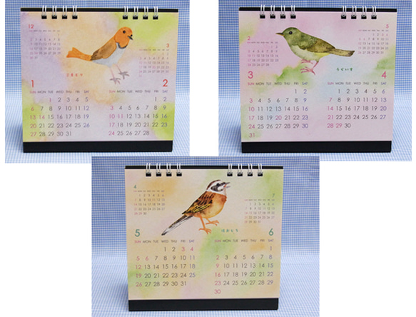 2013年 鳥の版画カレンダー 卓上タイプ 2枚目の画像