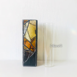 ステンドグラス　モザイクモザイクの花瓶(アンバー) 2枚目の画像