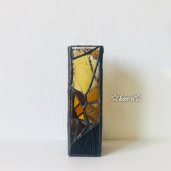 ステンドグラス　モザイクモザイクの花瓶(アンバー) 5枚目の画像