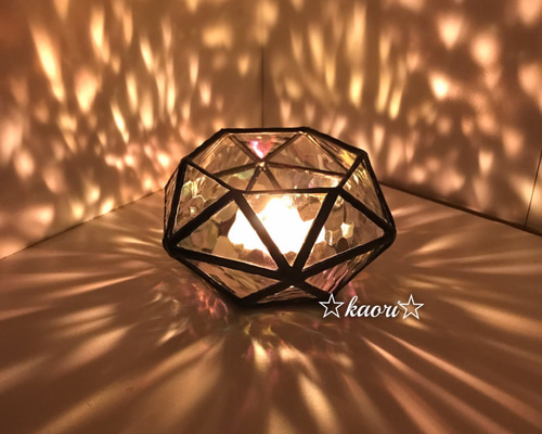 ステンドグラス ヘキサグラム(六芒星)のキャンドルホルダーNo.013