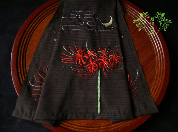 闇に咲く彼岸花 ＊日本刺繍ベール＊ 受注生産品 4枚目の画像