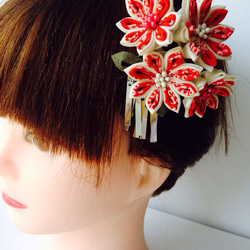 和風 髪飾り子供用 花かんざしピン つまみ細工 3枚目の画像