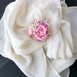 薔薇のコサージュ&ヘアーアクセサリー ピンク 2枚目の画像