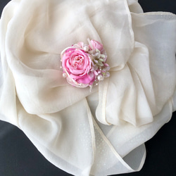 薔薇のコサージュ&ヘアーアクセサリー ピンク 4枚目の画像