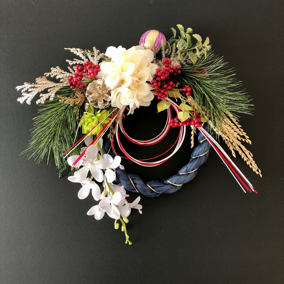 お正月縄飾り navy 1枚目の画像