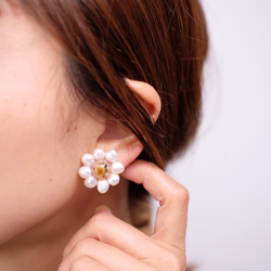 ciim  pearl flower pierce /beige14kgf（イヤリングの場合は備考欄へ 2枚目の画像