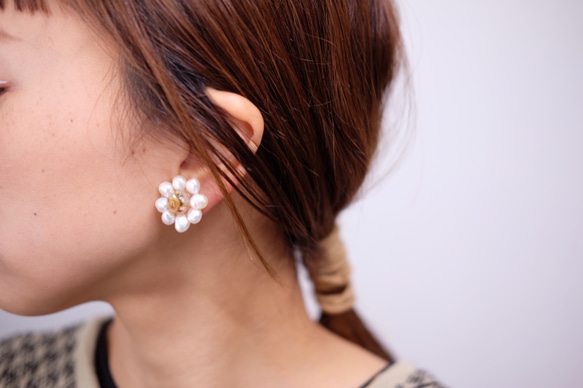 ciim  pearl flower pierce /beige14kgf（イヤリングの場合は備考欄へ 3枚目の画像