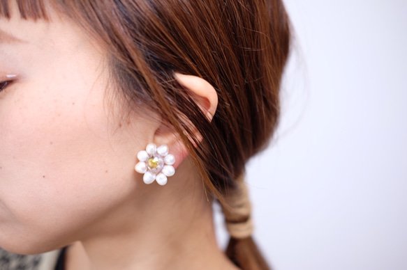 ciim  pearl flower pierce /淡いlavender 14kgf（イヤリングの場合は備考欄へ 2枚目の画像