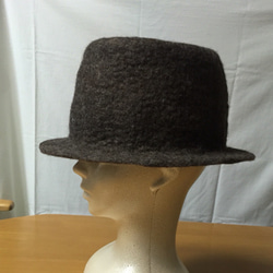 ◎羊毛フェルトハット◎メンズライクなウール帽子57.5センチ mix茶系 ハンサムハット 2枚目の画像