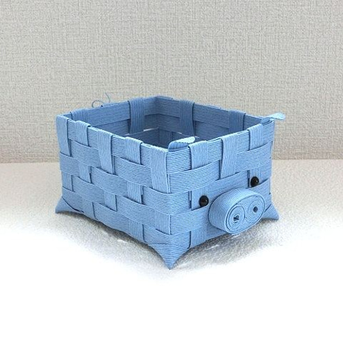 エコクラフト レトロケース型小物入れピンク色とスカイブルー色