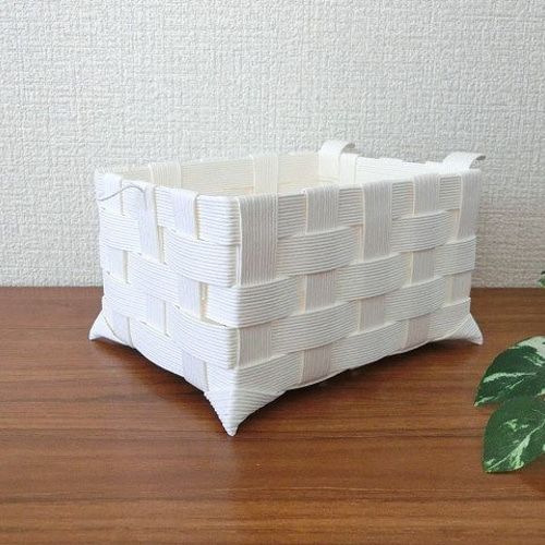 クラフトカゴ 子ブタちゃん 可愛いインテリア小物入れ スノーホワイト