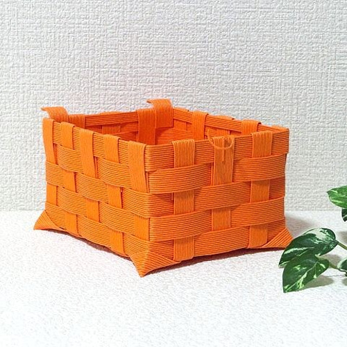 クラフトカゴ 子ブタちゃん 可愛いインテリア小物入れ オレンジ