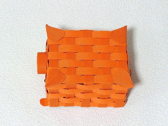 クラフトカゴ 子ブタちゃん　可愛いインテリア小物入れ　オレンジ　みかん色　 10枚目の画像