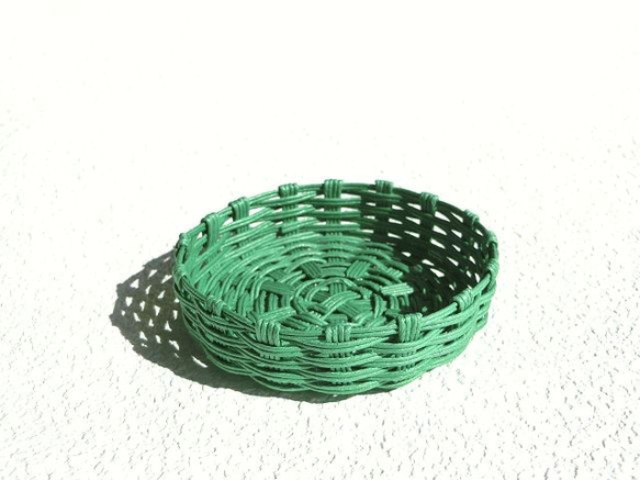 クラフトバンド　可愛い丸小皿　トレー　緑色　グリーン 4枚目の画像