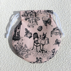 ミニ丸巾着袋 　欧風ベージュピンク　アクセ収納　プレゼントに　 2枚目の画像