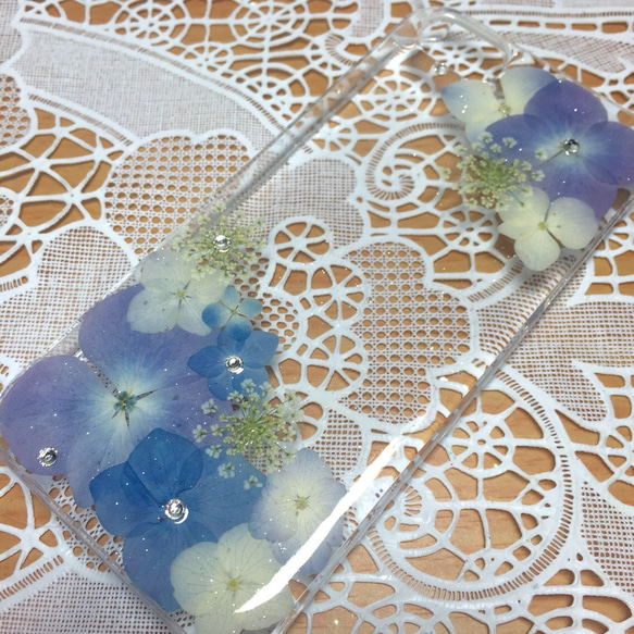 紫陽花の押し花iPhoneケース 4枚目の画像