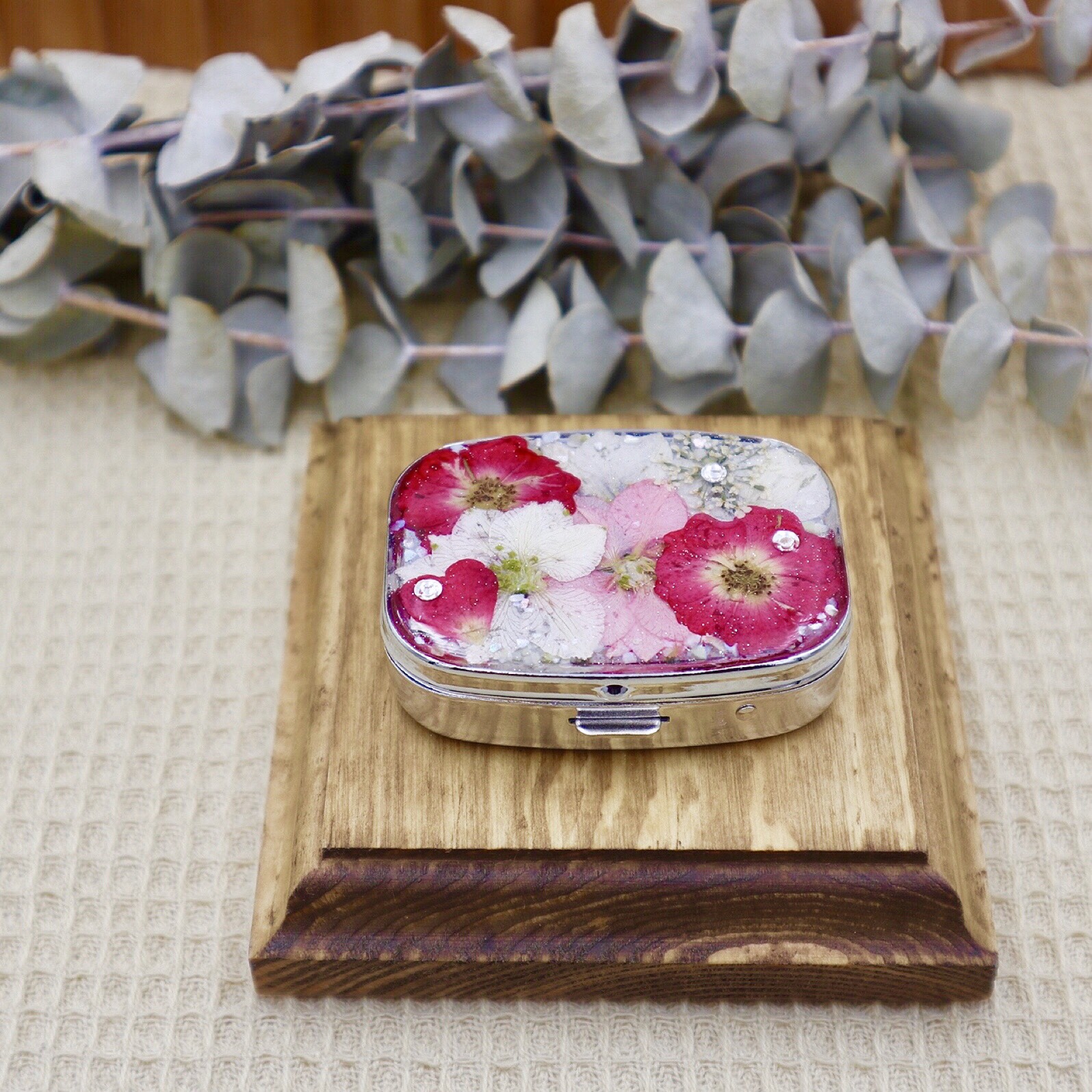 受注製作》 押し花ピルケース/アクセサリーケース/小物入れ