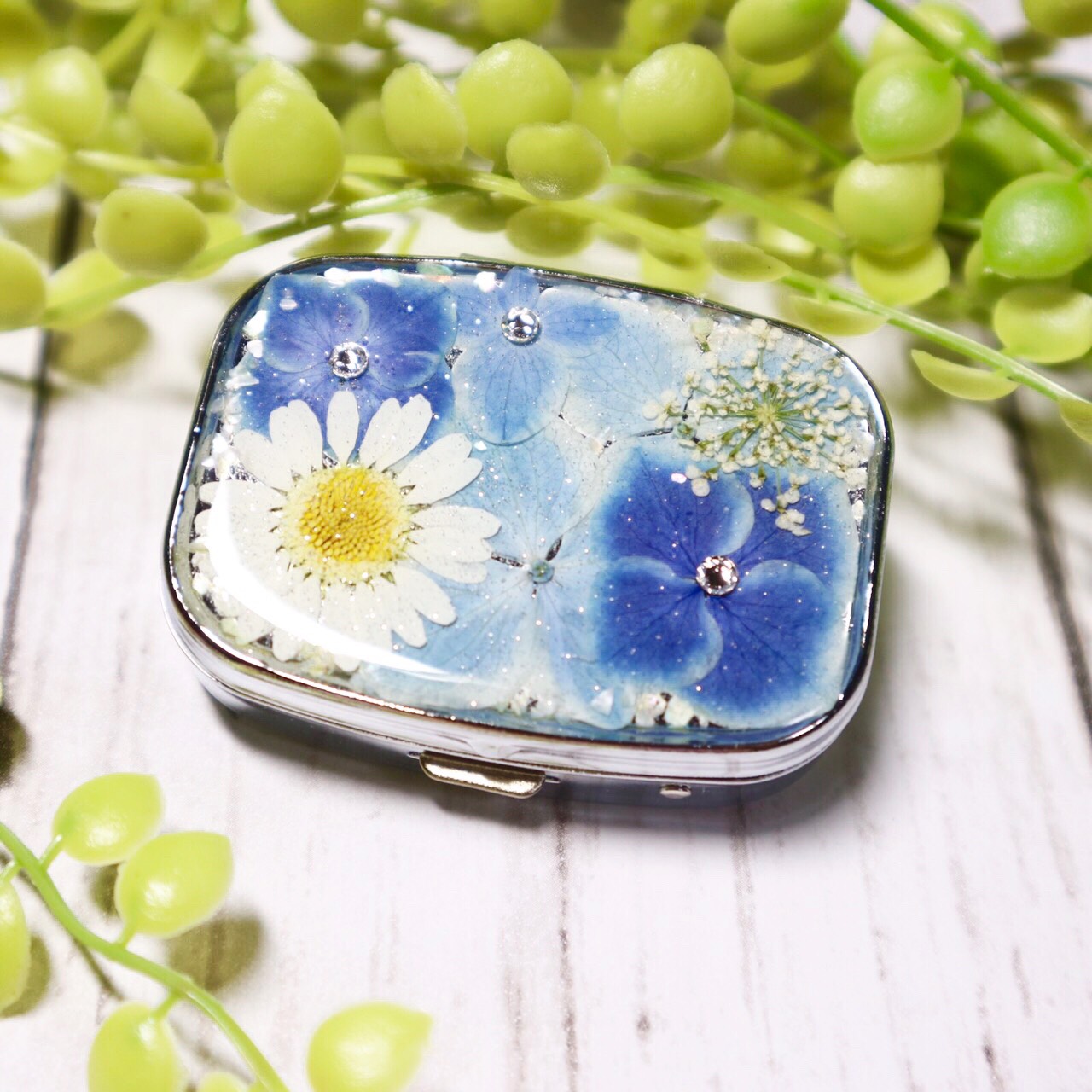 受注製作》押し花ピルケース/アクセサリーケース/小物入れ